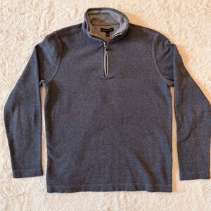 Banana Republic Charcoal Gray Birdseye 100% Cotton 1/4 Zip Pullover Size L
